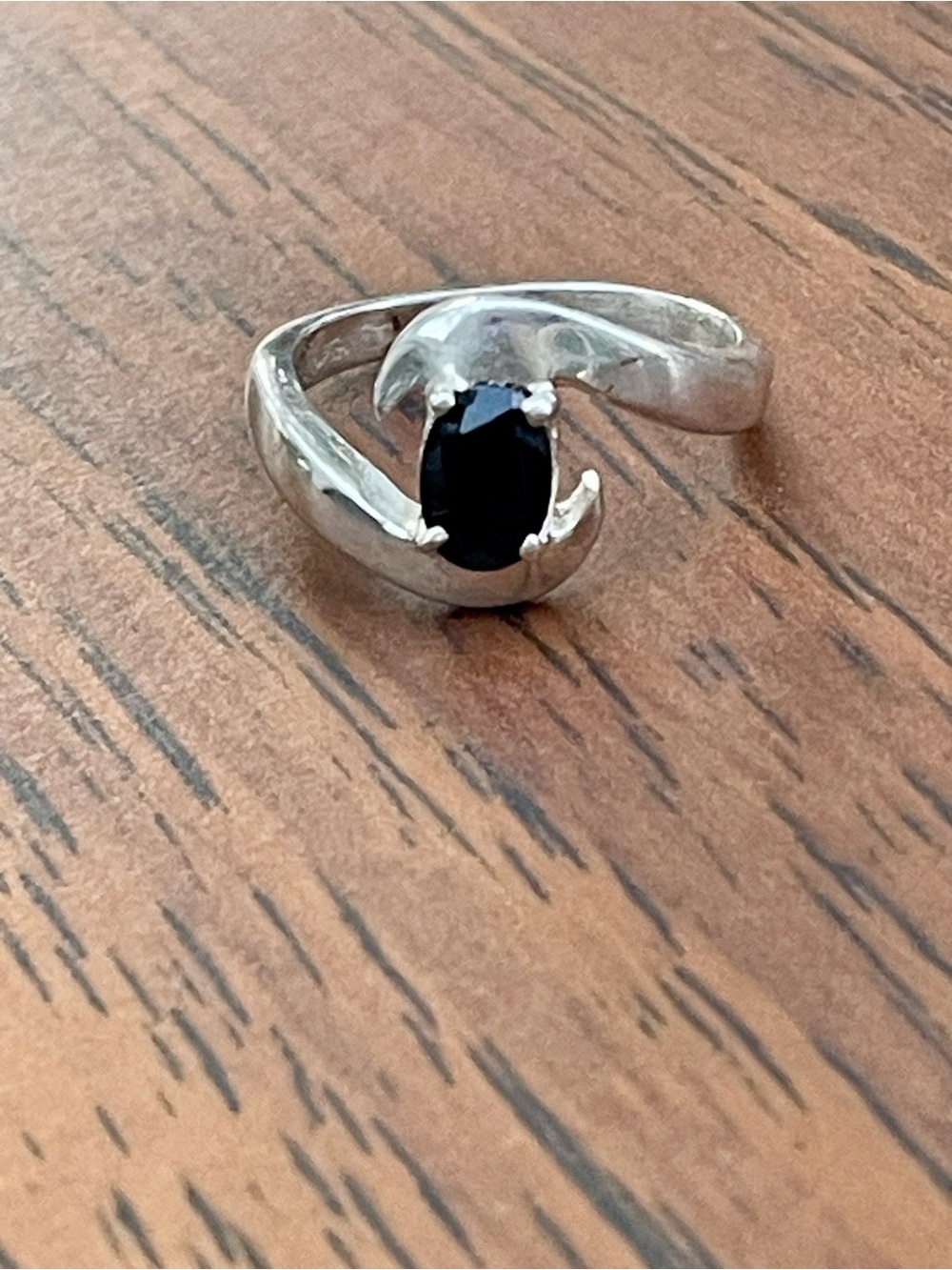 Sterling Silver Rare Black Garnet melanite ring in 925 silver